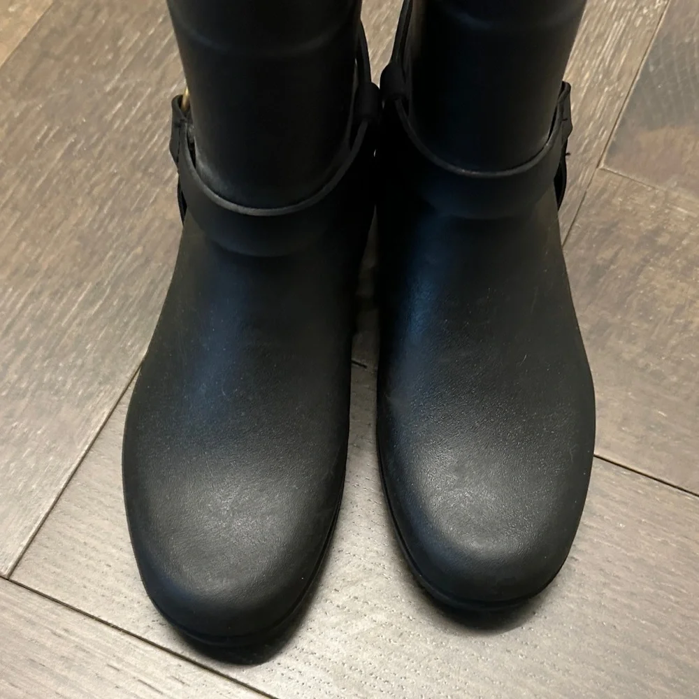 Aigle Black Rubber Harness Rain Boots